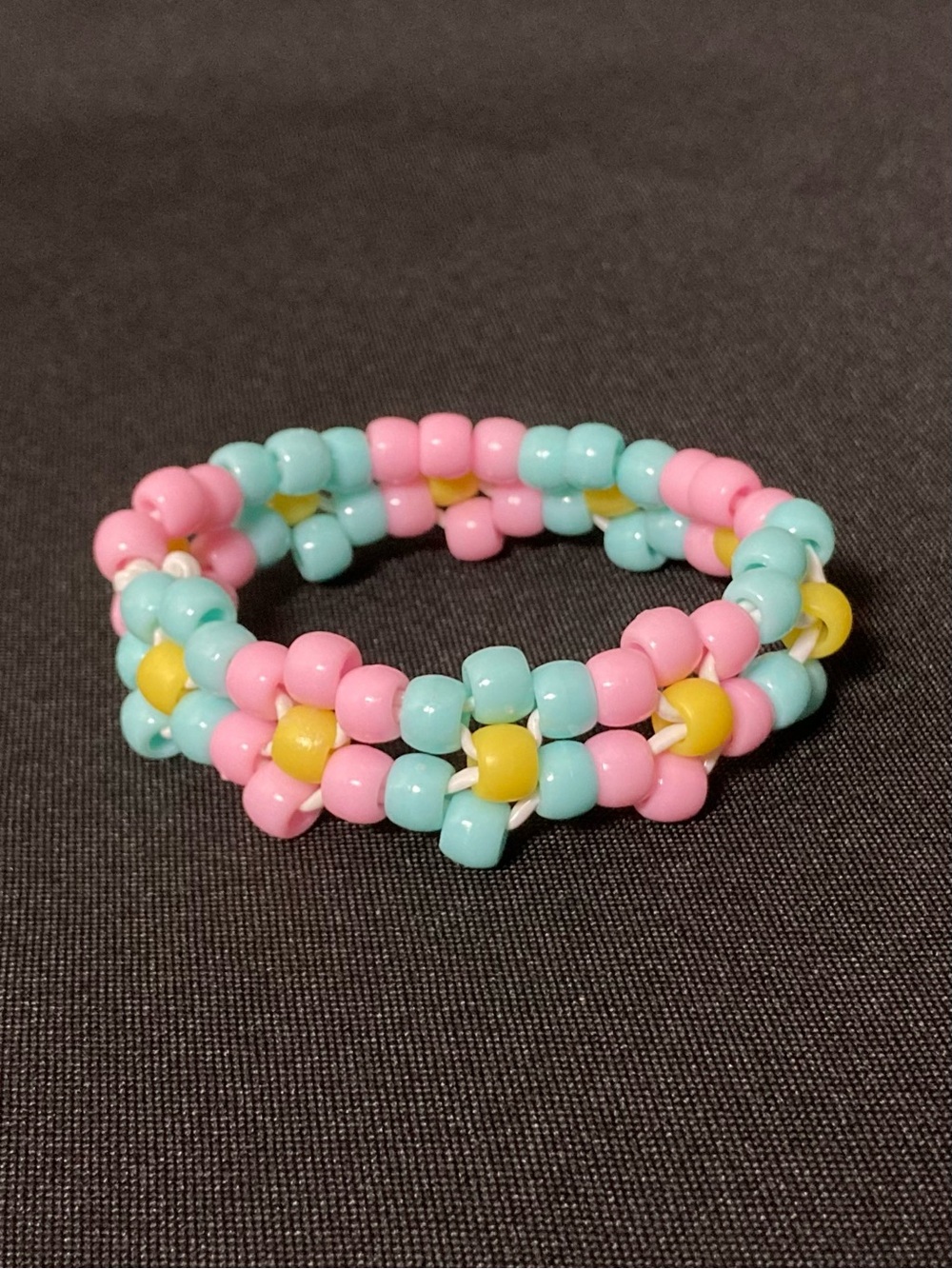 ⭐️ Handmade Y2K Pink And Blue Pony Bead Flower Bracelet